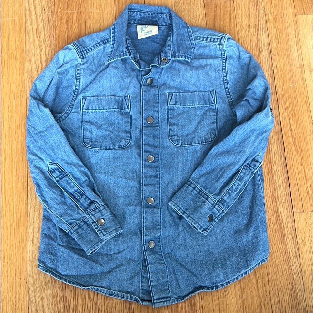 Boys Snap Button Blue Denim Shirt